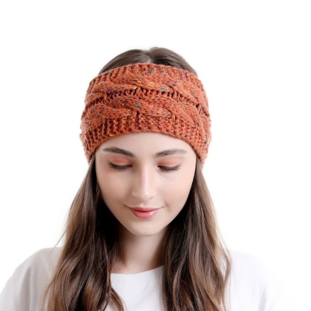 Burnt orange soft cotton knitted hairband